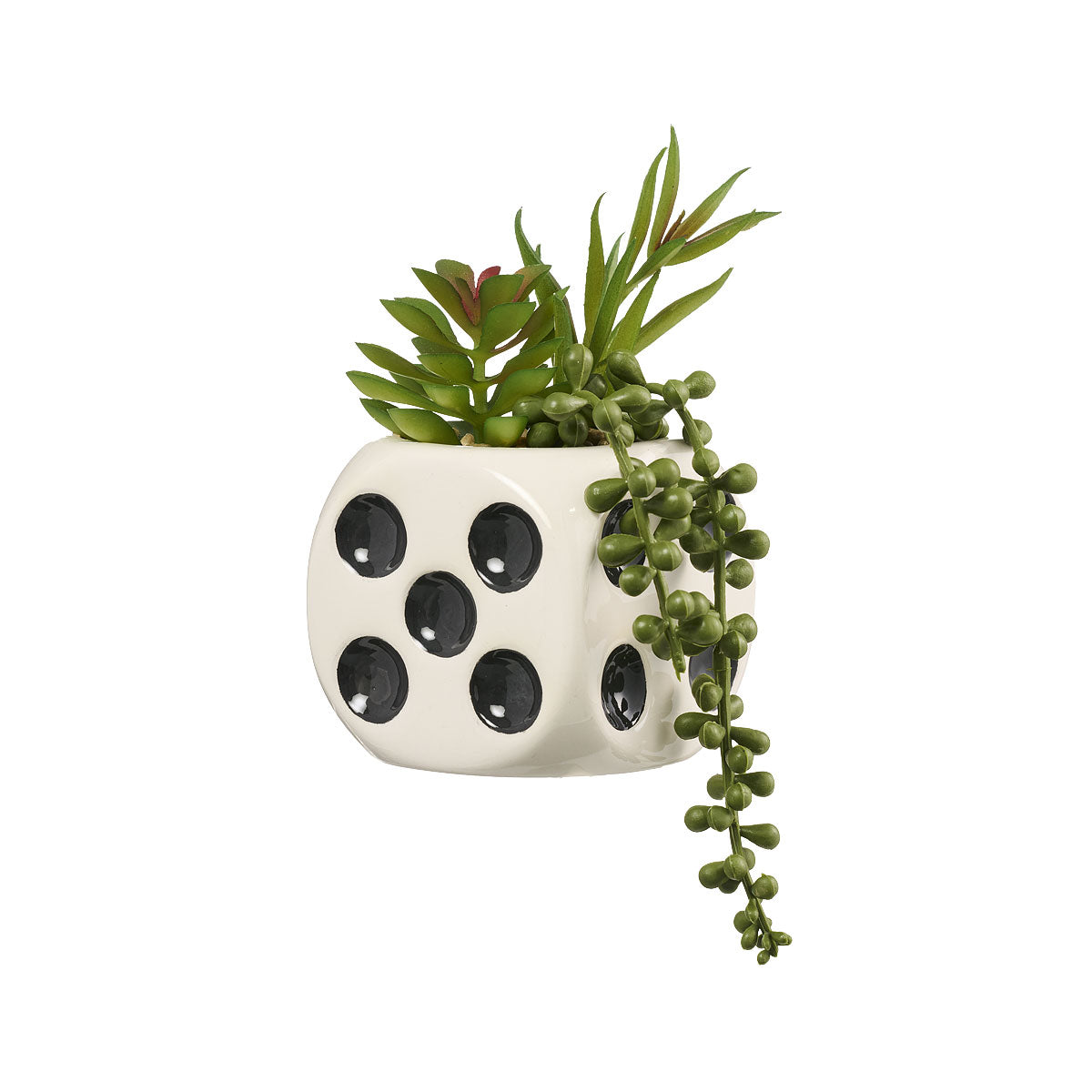 Faux Succulents in Dice Pot
