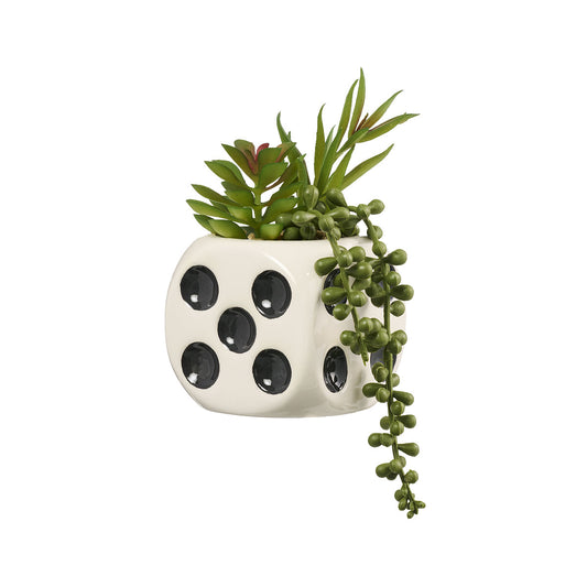 Faux Succulents in Dice Pot