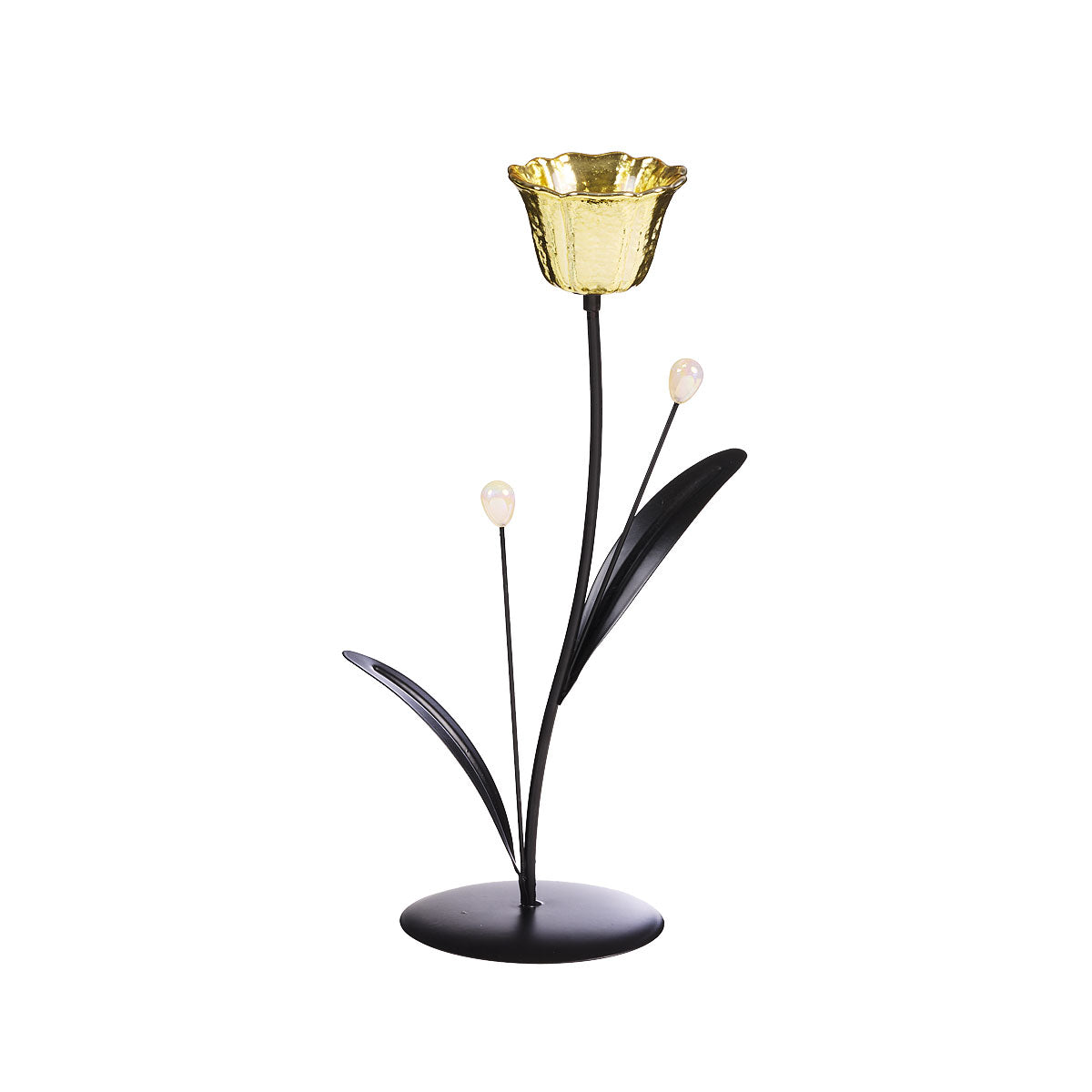 Tulip Glass Candle Holder Gold/Purple