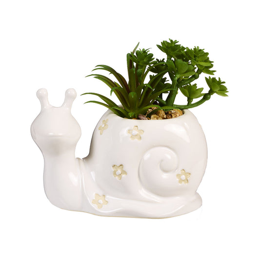 Novelty Snail/Frog/Turtle With Faux Succulent