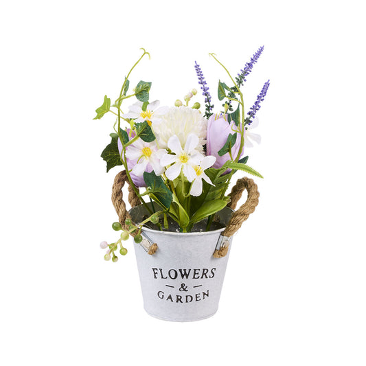 Faux Flowers In Blooms Tin