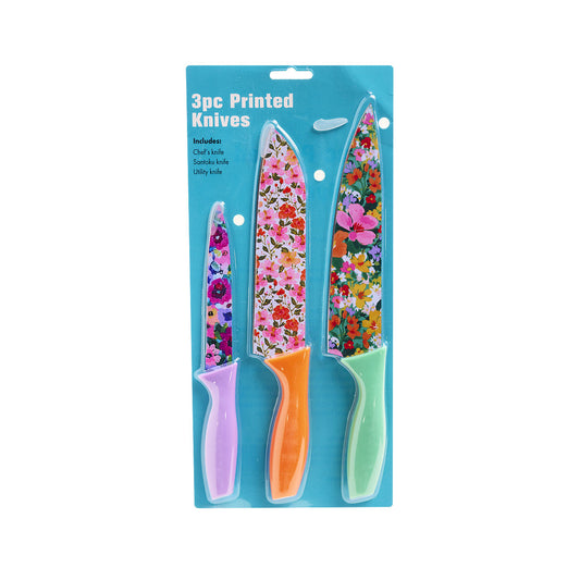 3pc Blossom Printed Knives