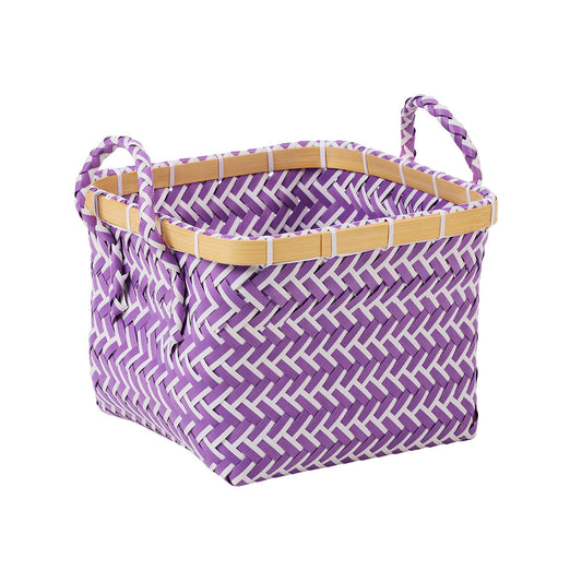 Colour Chevron Basket Woven Plastic M