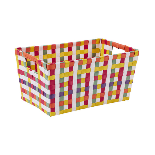 Kitsch Checks Plaited Plastic Basket L