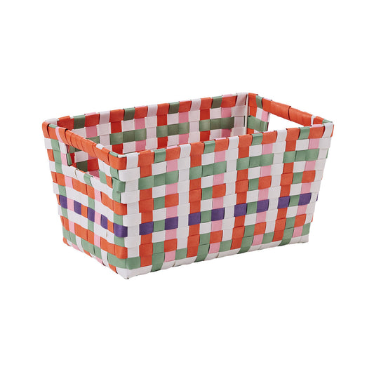 Kitsch Checks Plaited Plastic Basket M