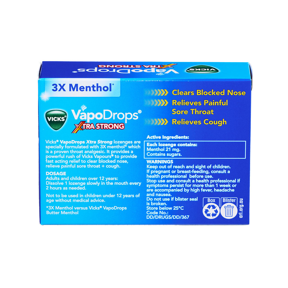 Vicks Vapo Drops Xra Strong Honey 63pk