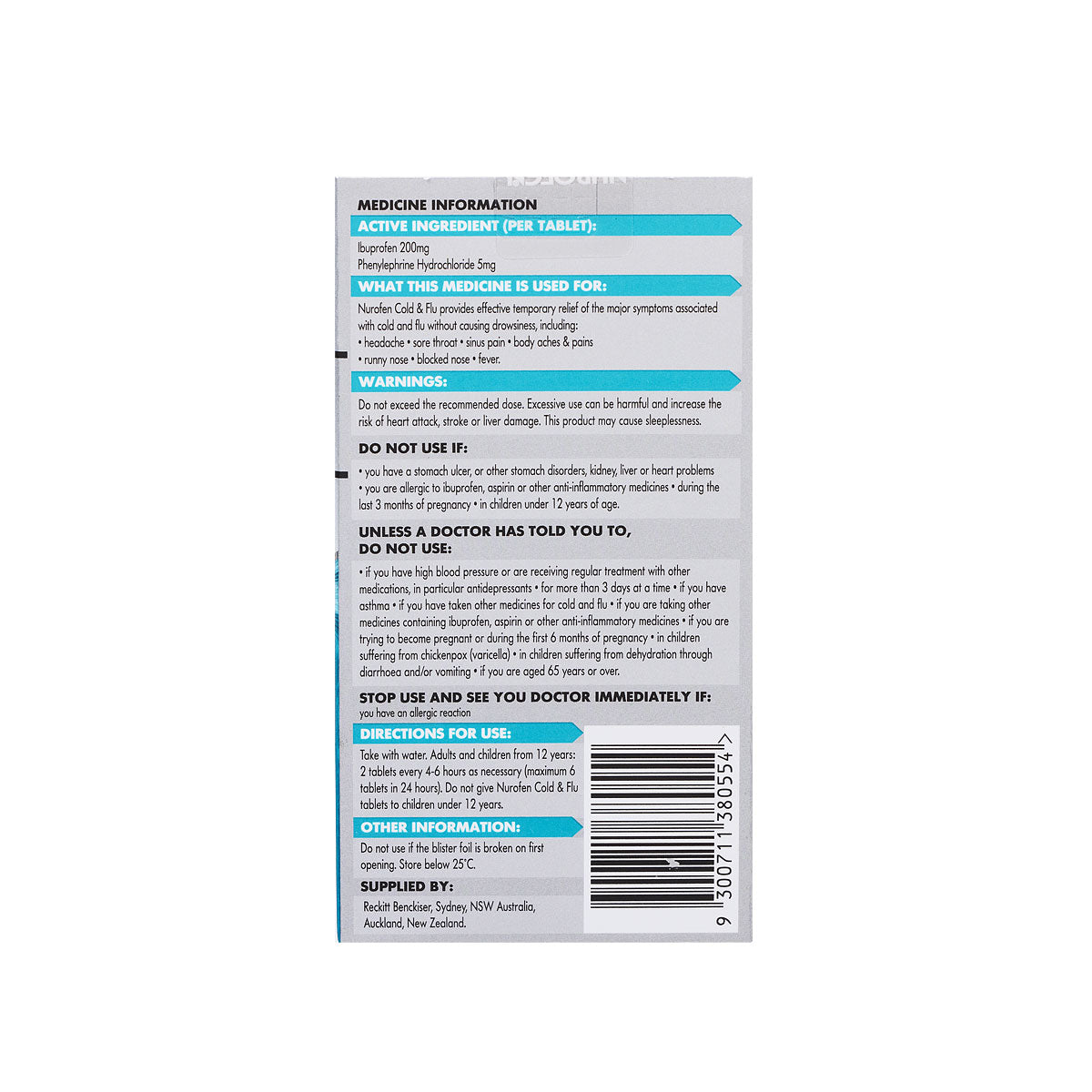 Nurofen Cold & Flu Tablets 200mg 12pk