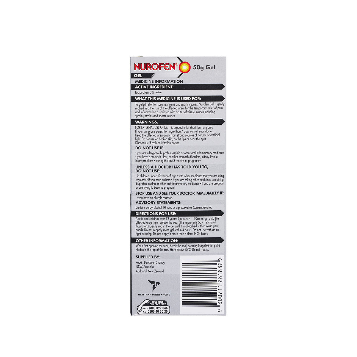 Nufofen Pain and Inflammation Relief Gel 50g