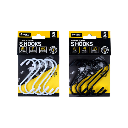 Handy Hardware S Hooks 72mm 5pk