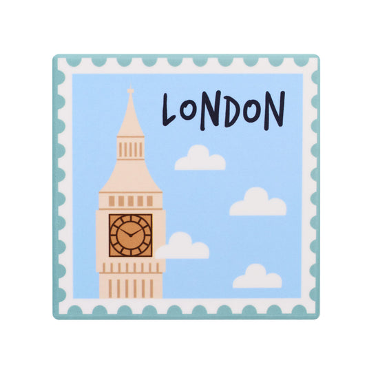 Square Ceramic Coaster Stamp Cities Assorted