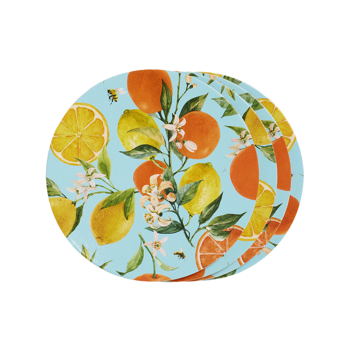 Citrus Round Corkback Coaster 4pk