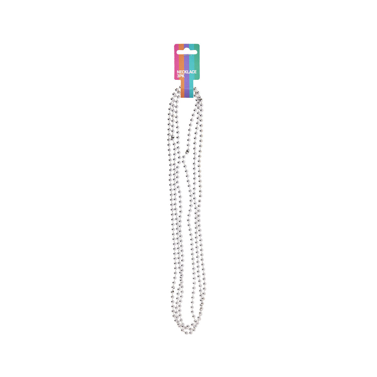 Costume Necklace Black/Silver/Pearl 80cm 3pk