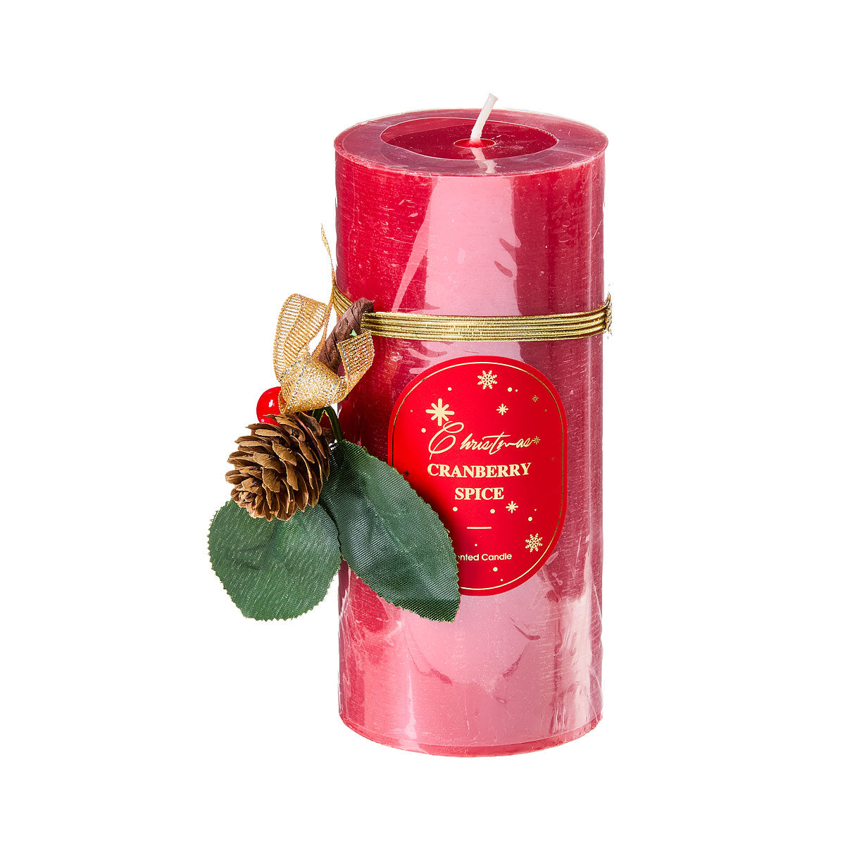 Christmas Pillar Candle Red/Green 15cm