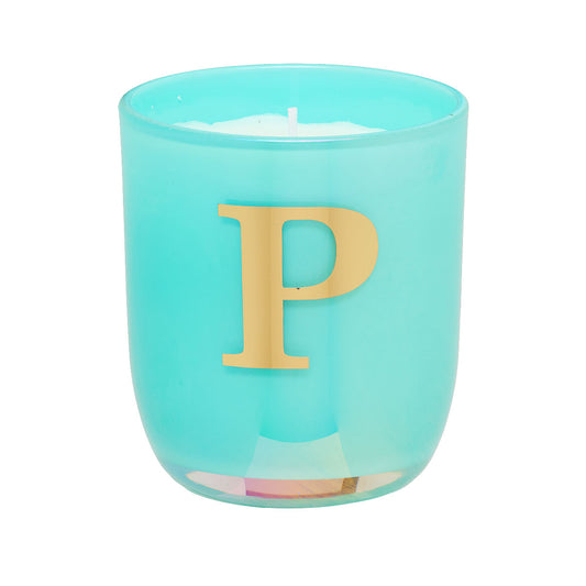 Monogram Candle White/Blue Assorted