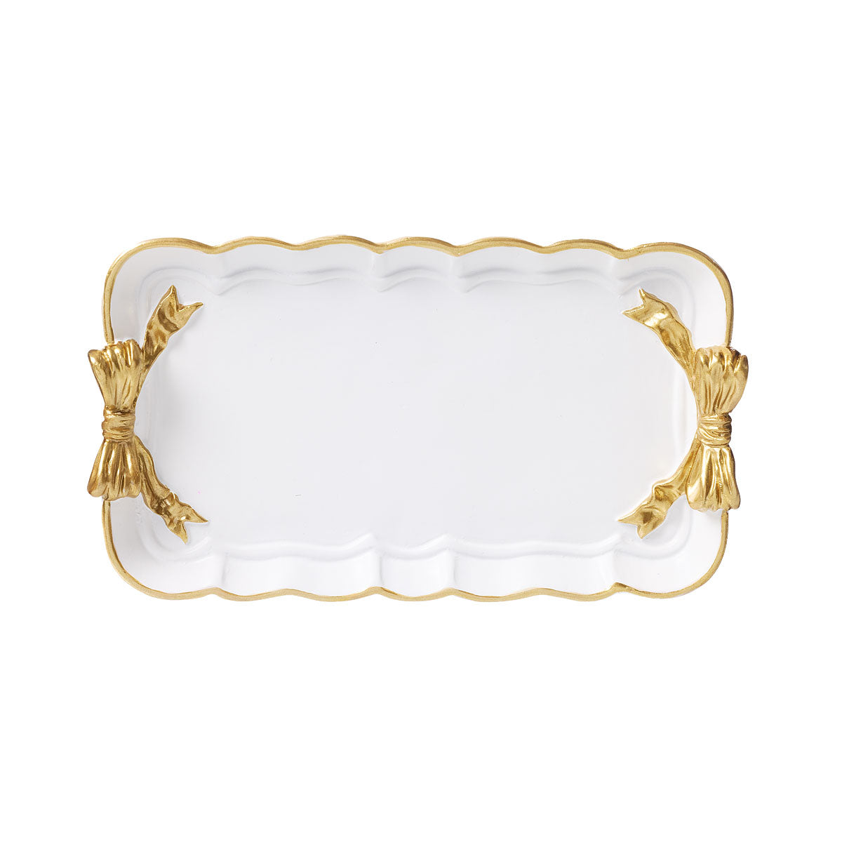 Bow Décor Trinket Tray White/Aqua