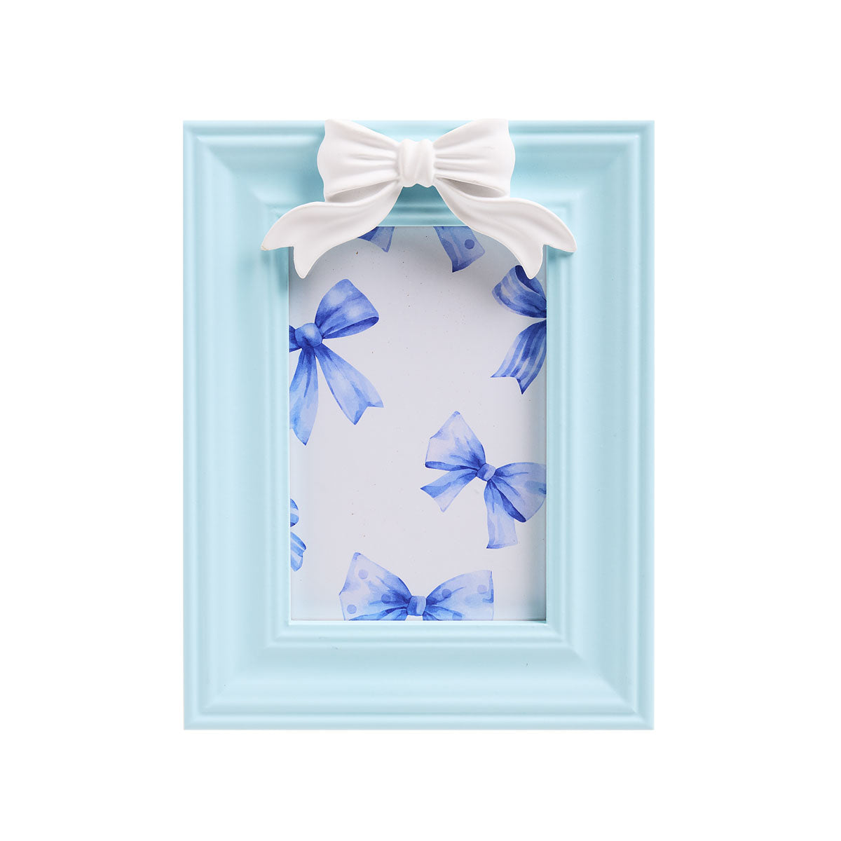 Bow Photo Frame White/Blue 4"X6"