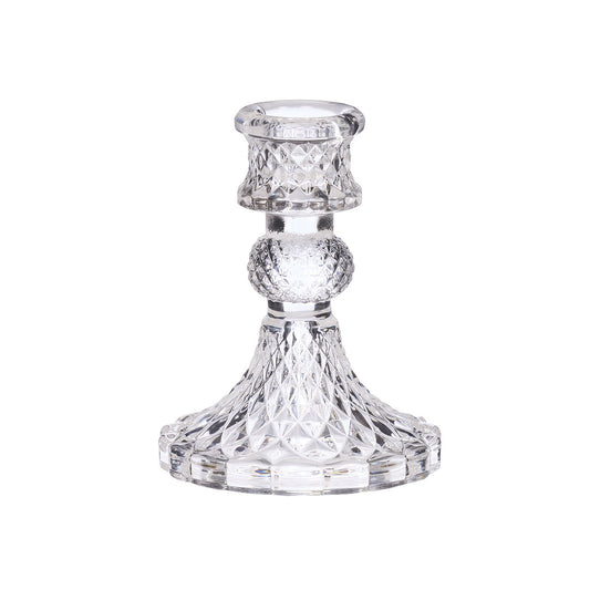 Glass Candlestick Holder Clear/Blue