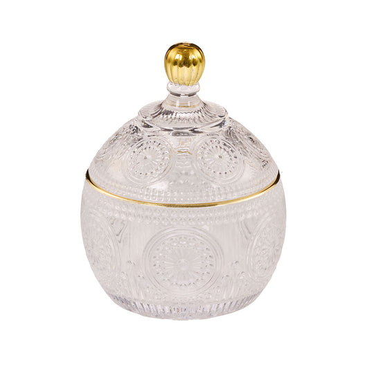 Glass Trinket Jar Blue/White