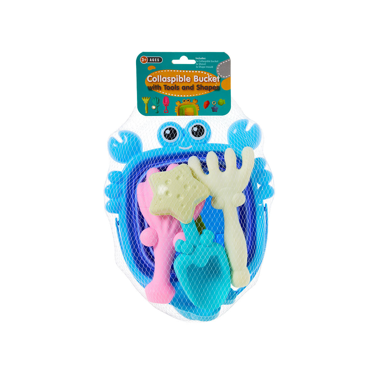 Collapsible Toy Bucket With Tools And Shapes