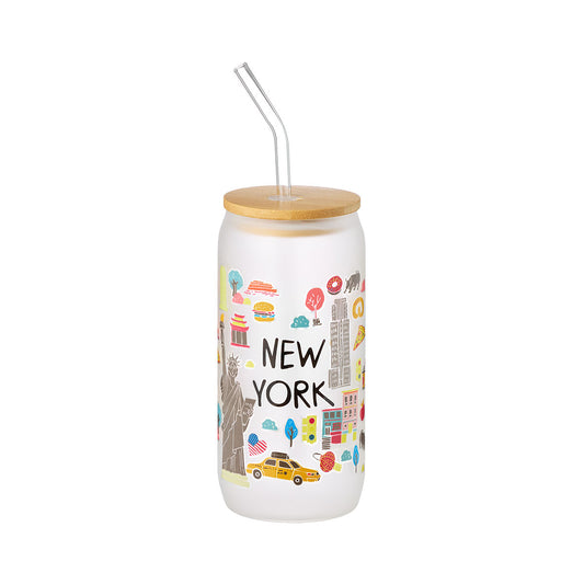 World Cities Glass Smoothie Cup Assorted