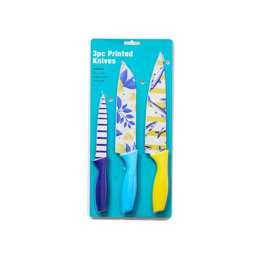 3pc Riviera Printed Knives Assorted