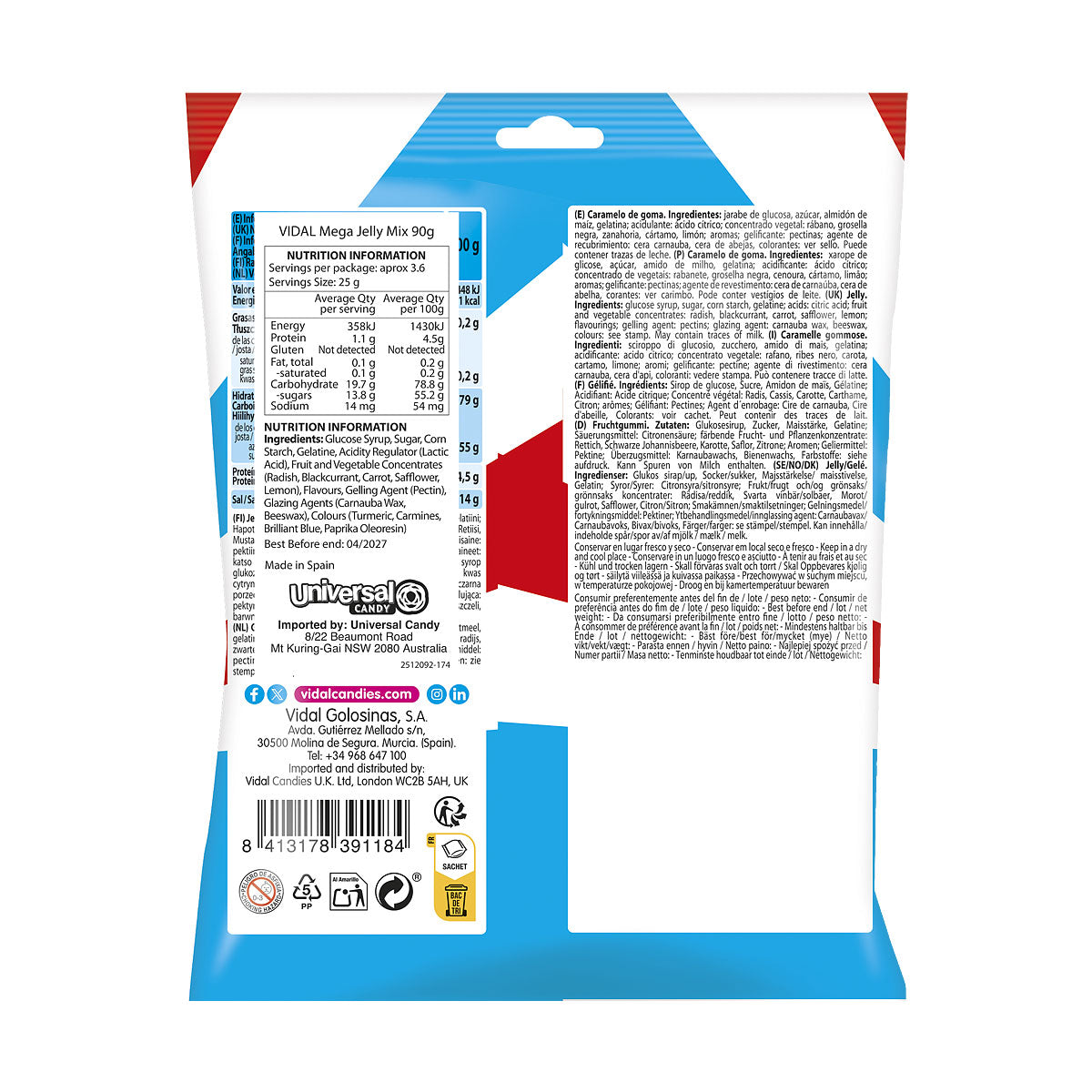 Vidal Mega Jelly Mix 90g