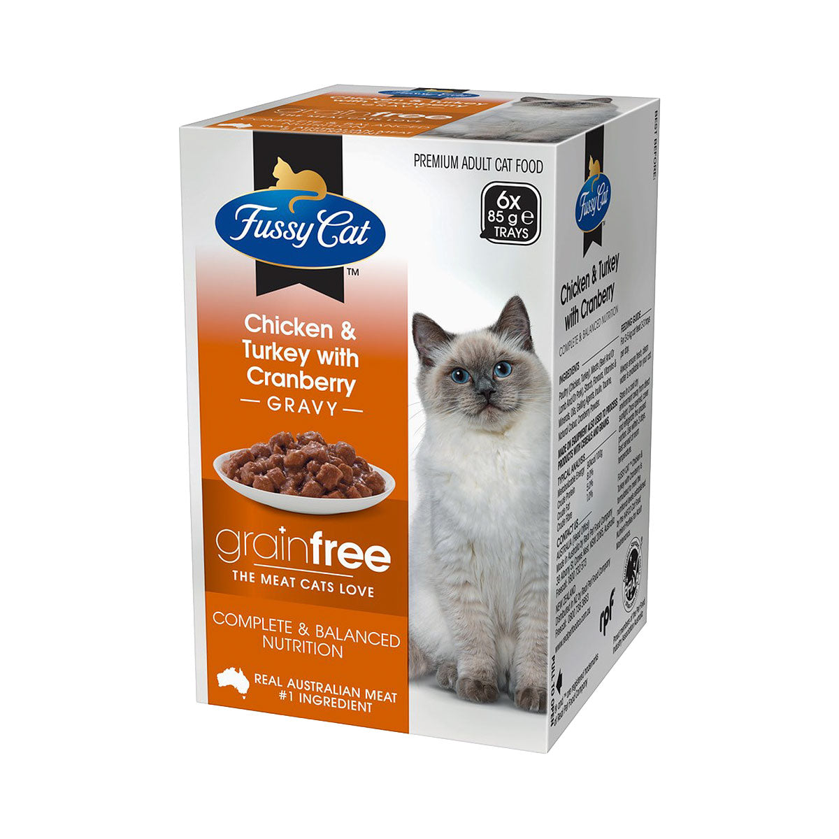 Fussy Cat Chicken Turkey Cranberry 6pk 85g