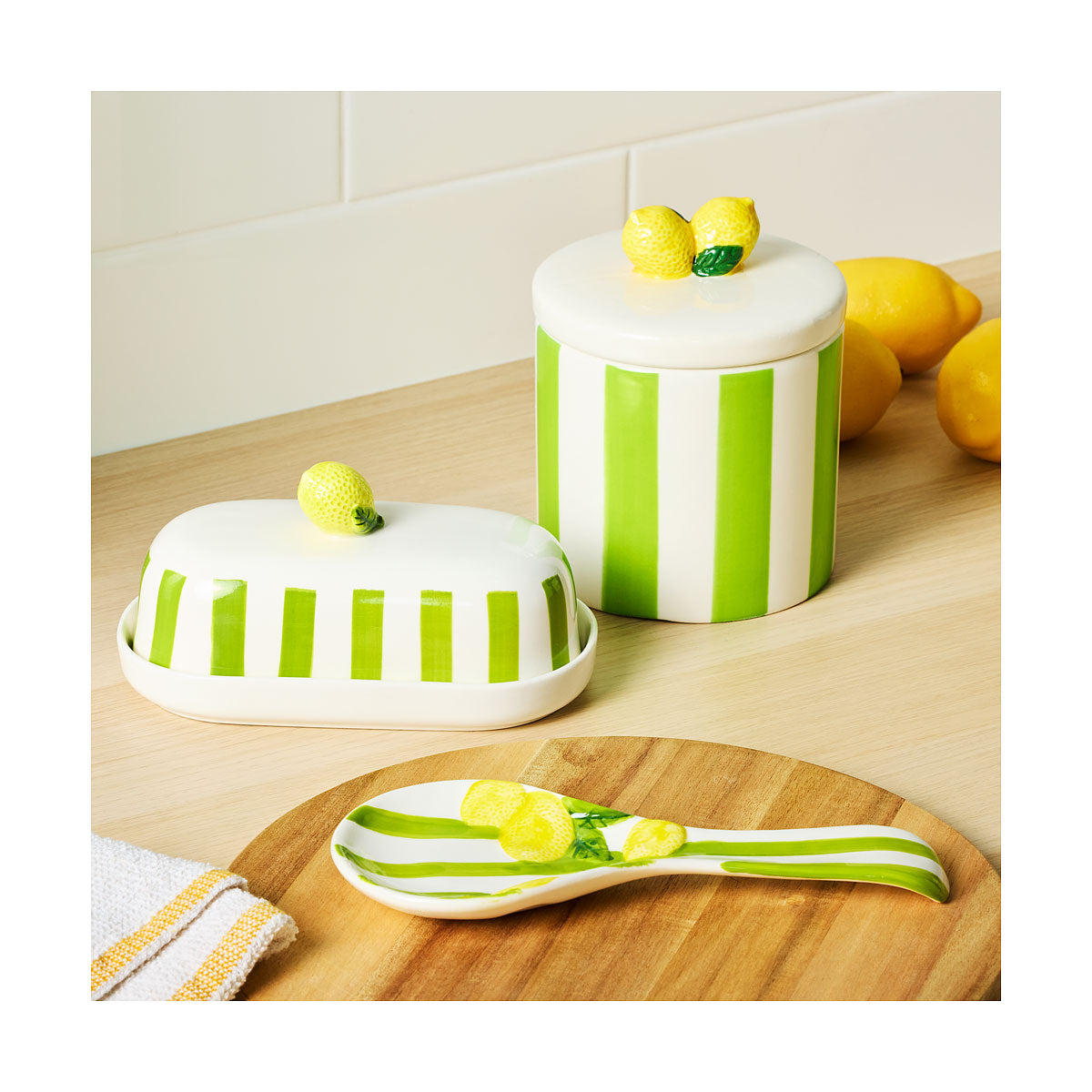 Embossed Lemons Butter Dish