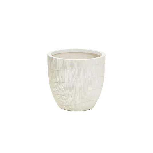Fiber Clay Pot White Antique Large 37x37x35cm