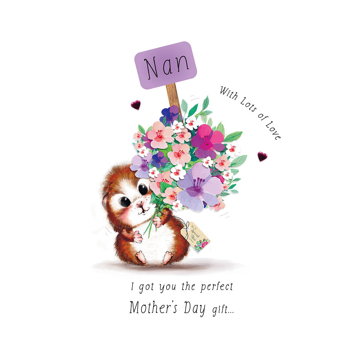 Mother's Day Card Nan Cute Ginny Pig With Flowers