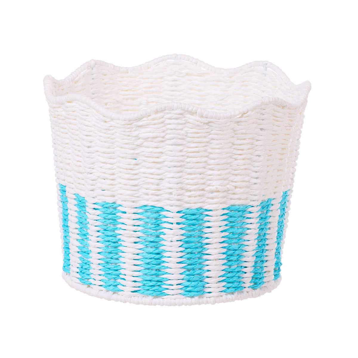 Scalloped Round Basket Aqua