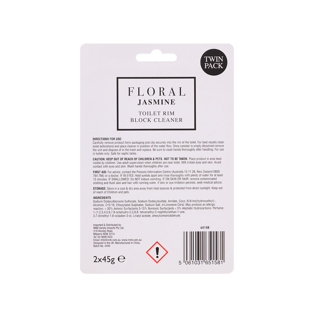 Floral Toilet Rim Cleaner Jasmine 2pk