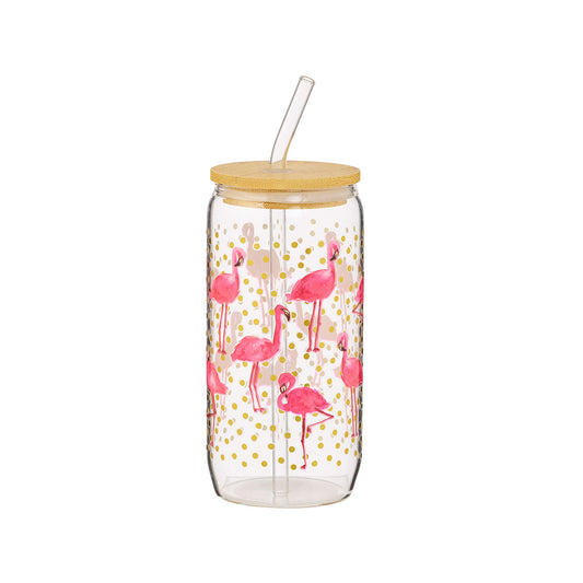 Flamingo Glass Smoothie Cup Assorted