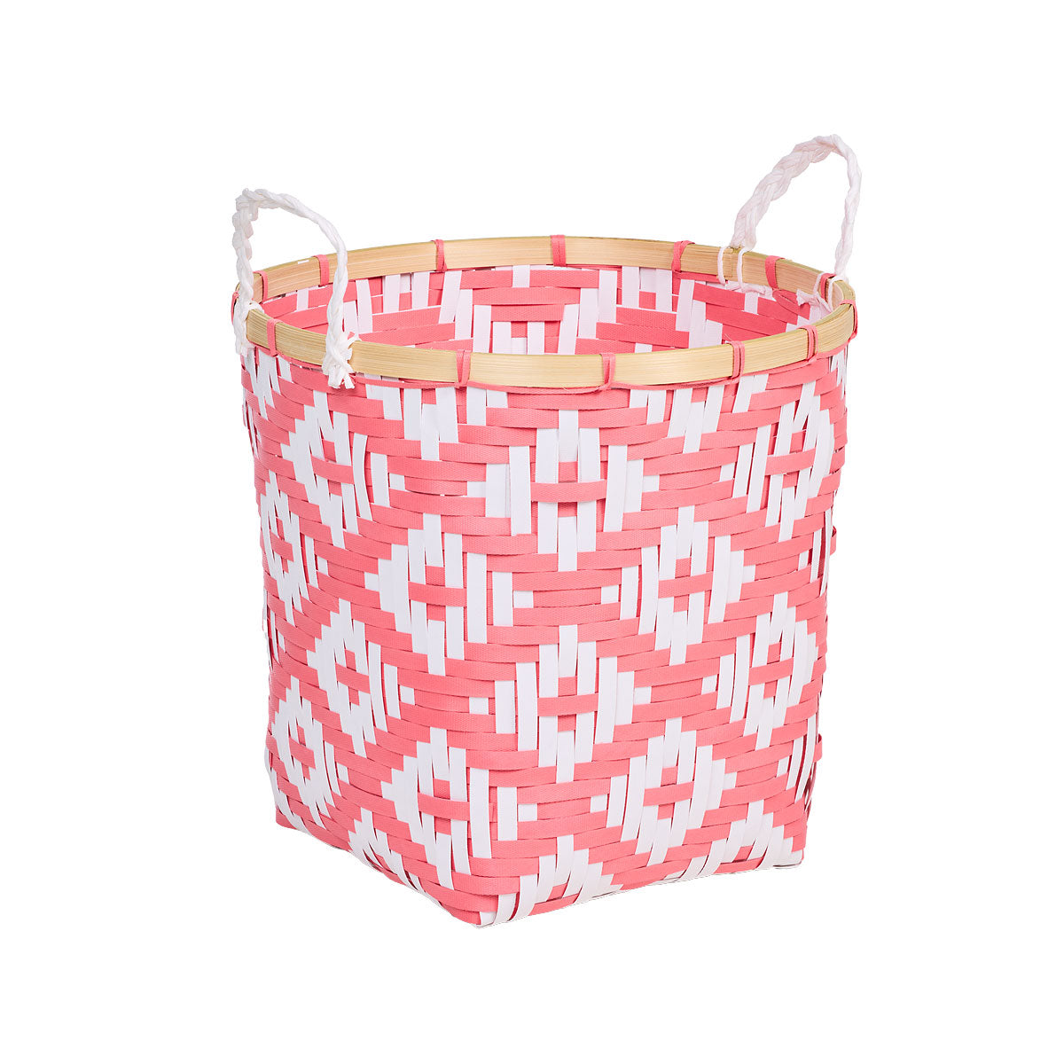 Ikat Round Storage Basket Pink