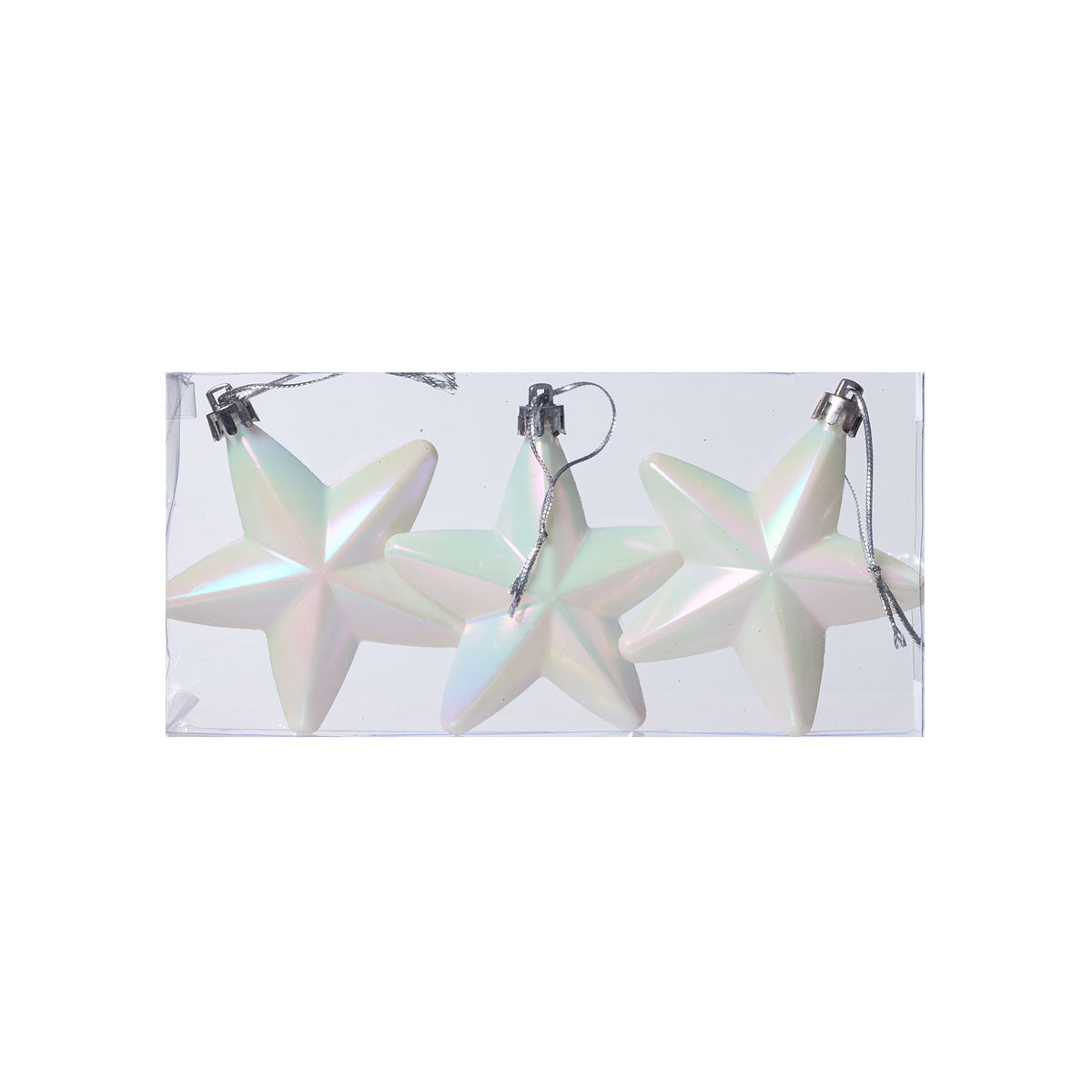 Christmas Tree Decoration Stars Iridescent 3pk