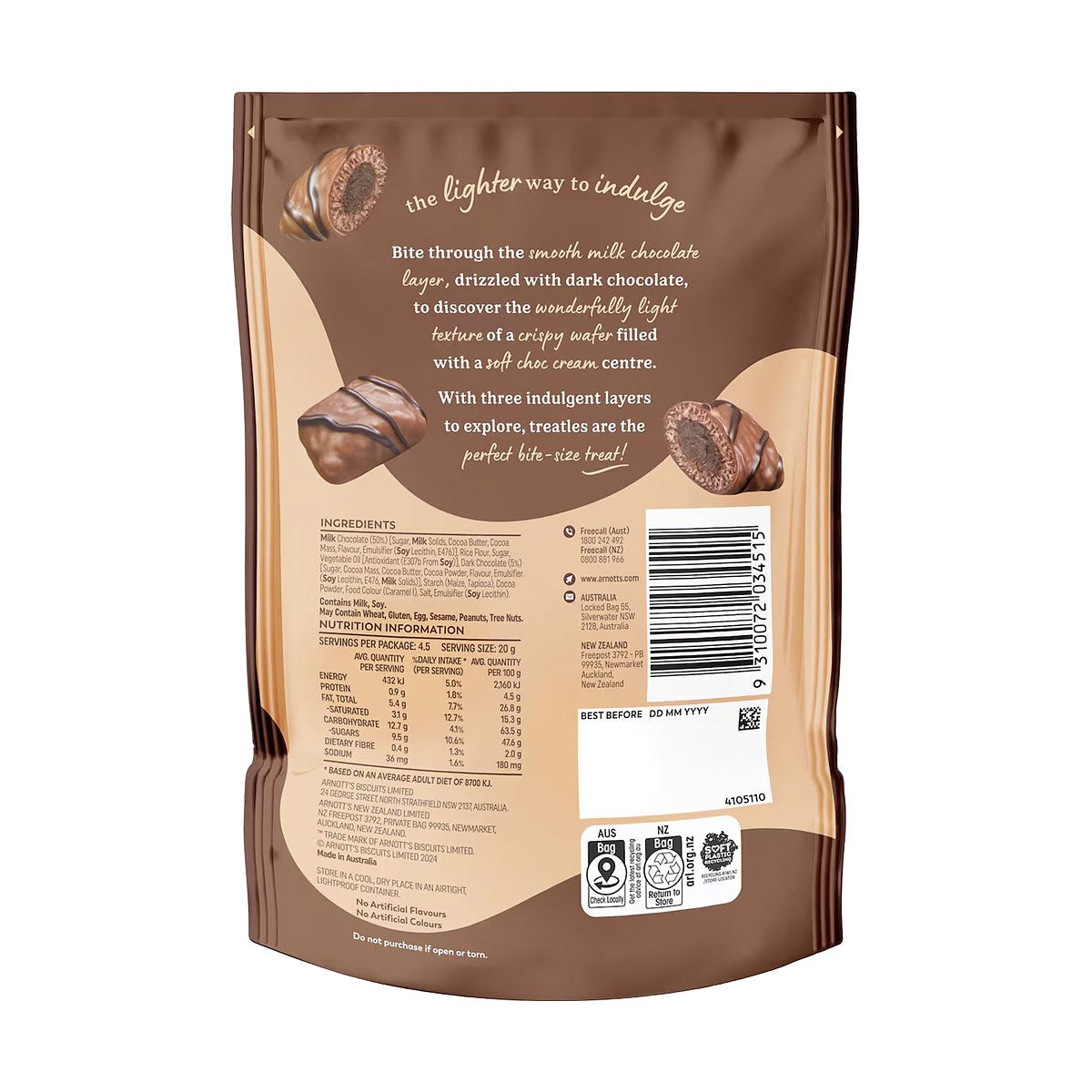 Arnotts Treatles Double Choc 90g