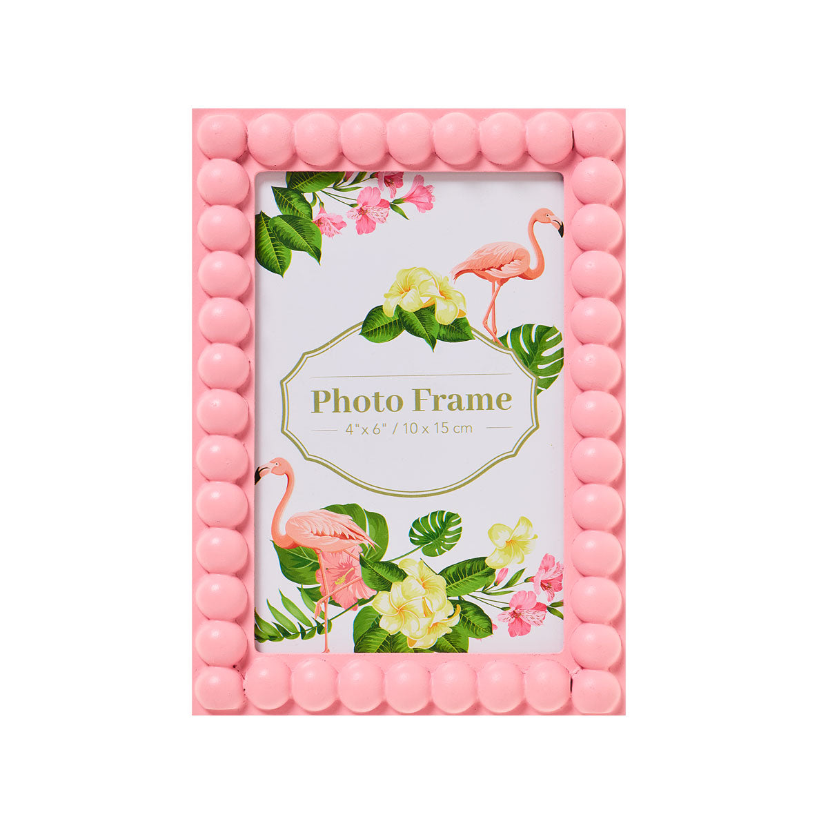 Bead Trim Photo Frame Pink/White 4"x6"