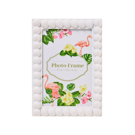 Bead Trim Photo Frame Pink/White 4"x6"