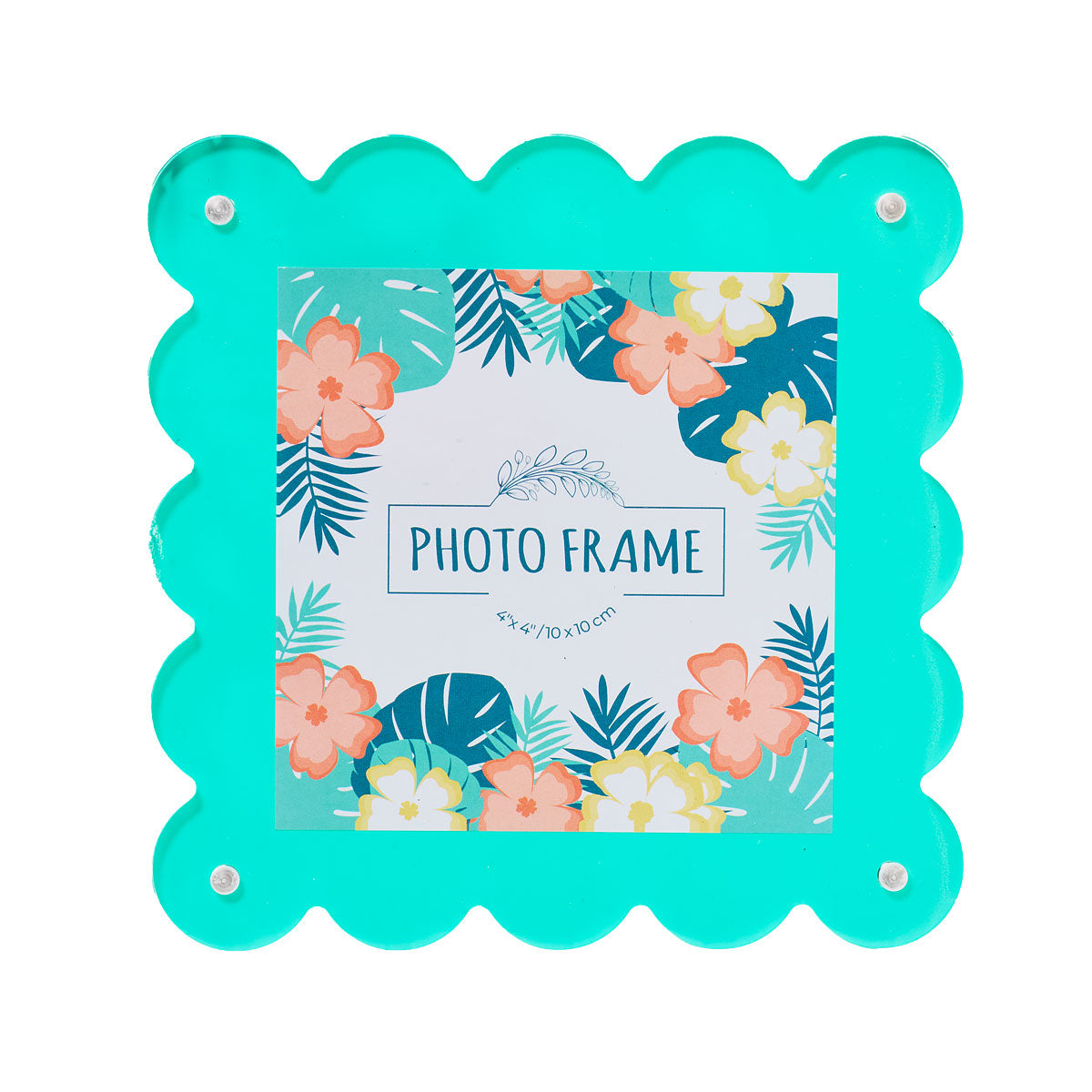 Scallop Photo Frame Pink/Aqua 4"x4"