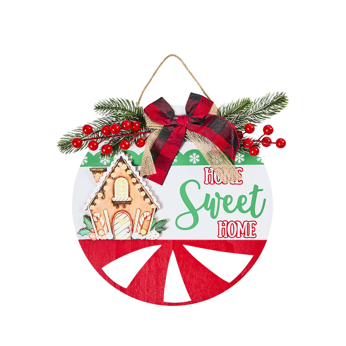 Christmas Round Plaque with Florals Large