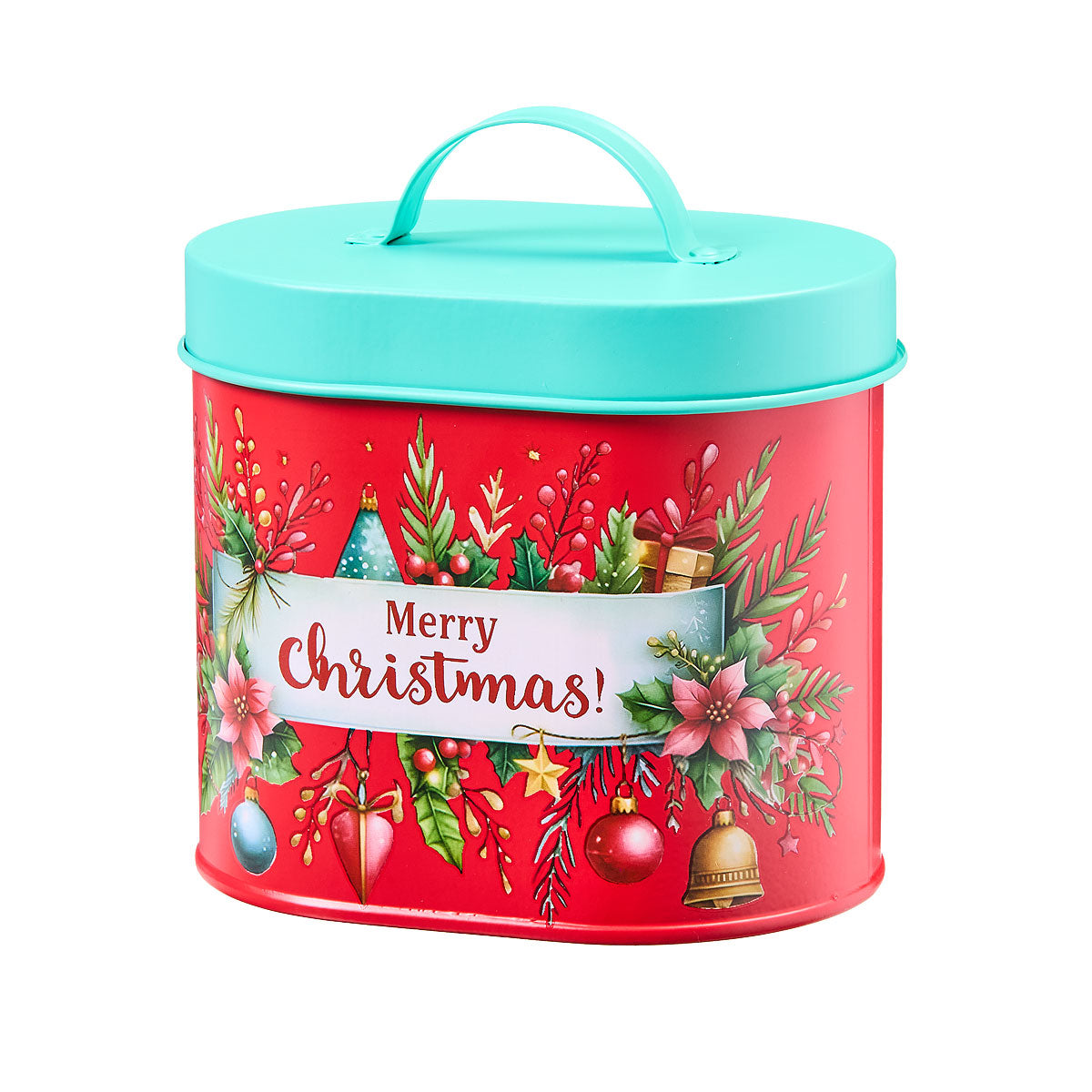 Christmas Oval Tin Canister