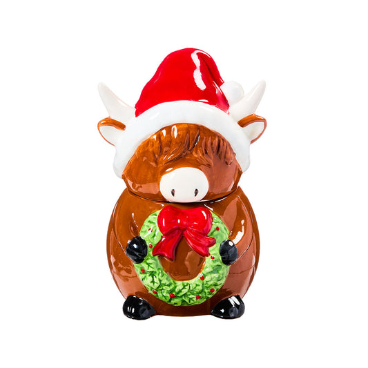 Christmas Cookie Jar Highland Cow