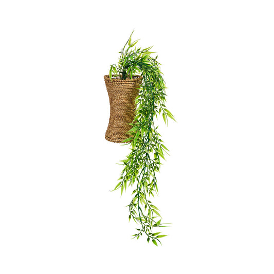 Woven Pot With Hanging Faux Greenery