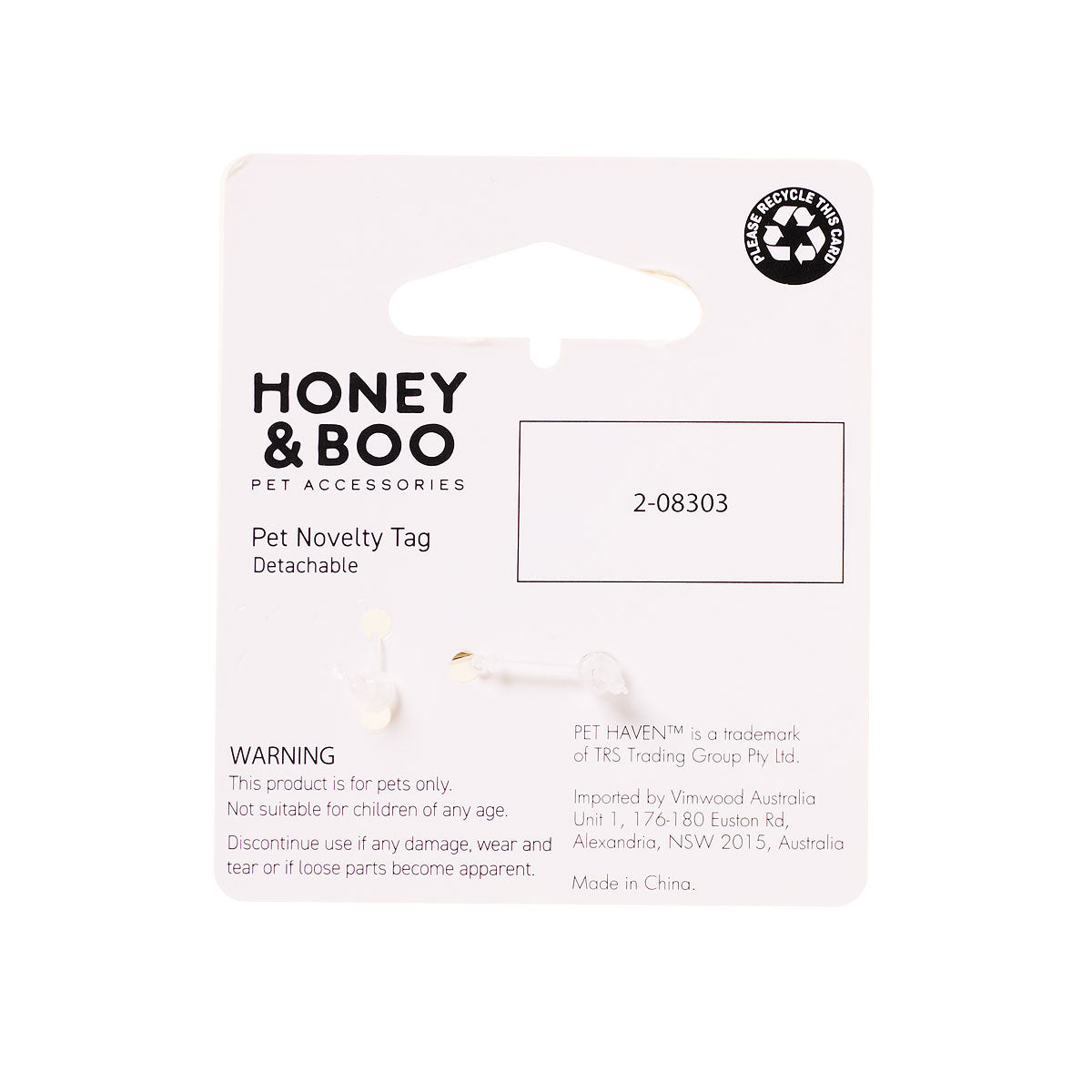 Honey & Boo Pet Tag Pink Enamel