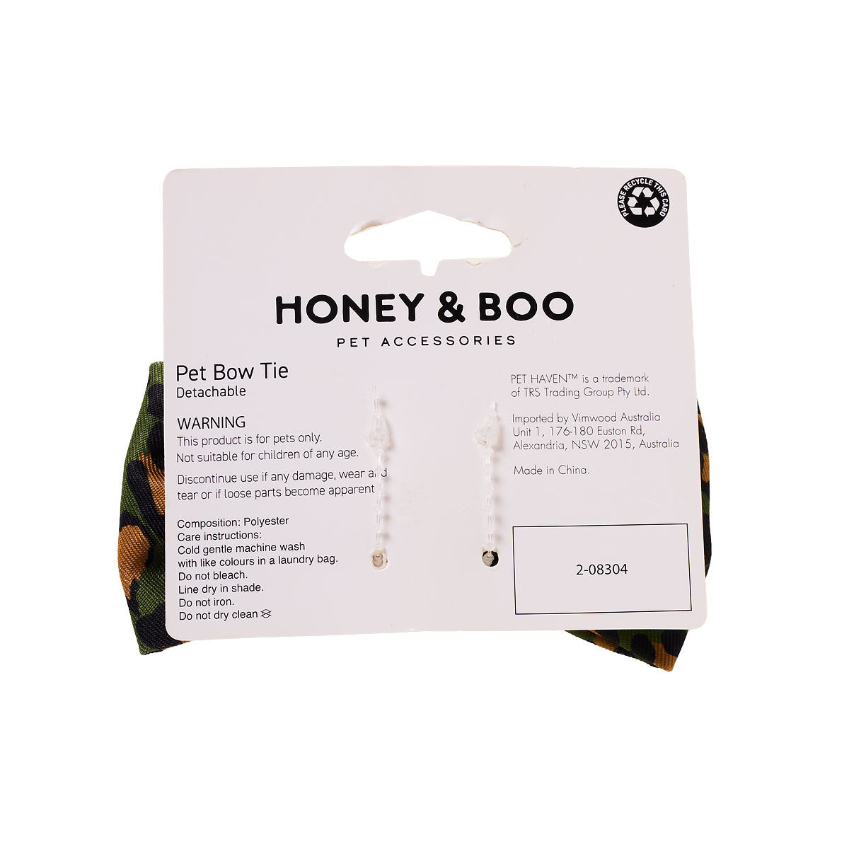 Honey & Boo Pet Bow Khaki Print