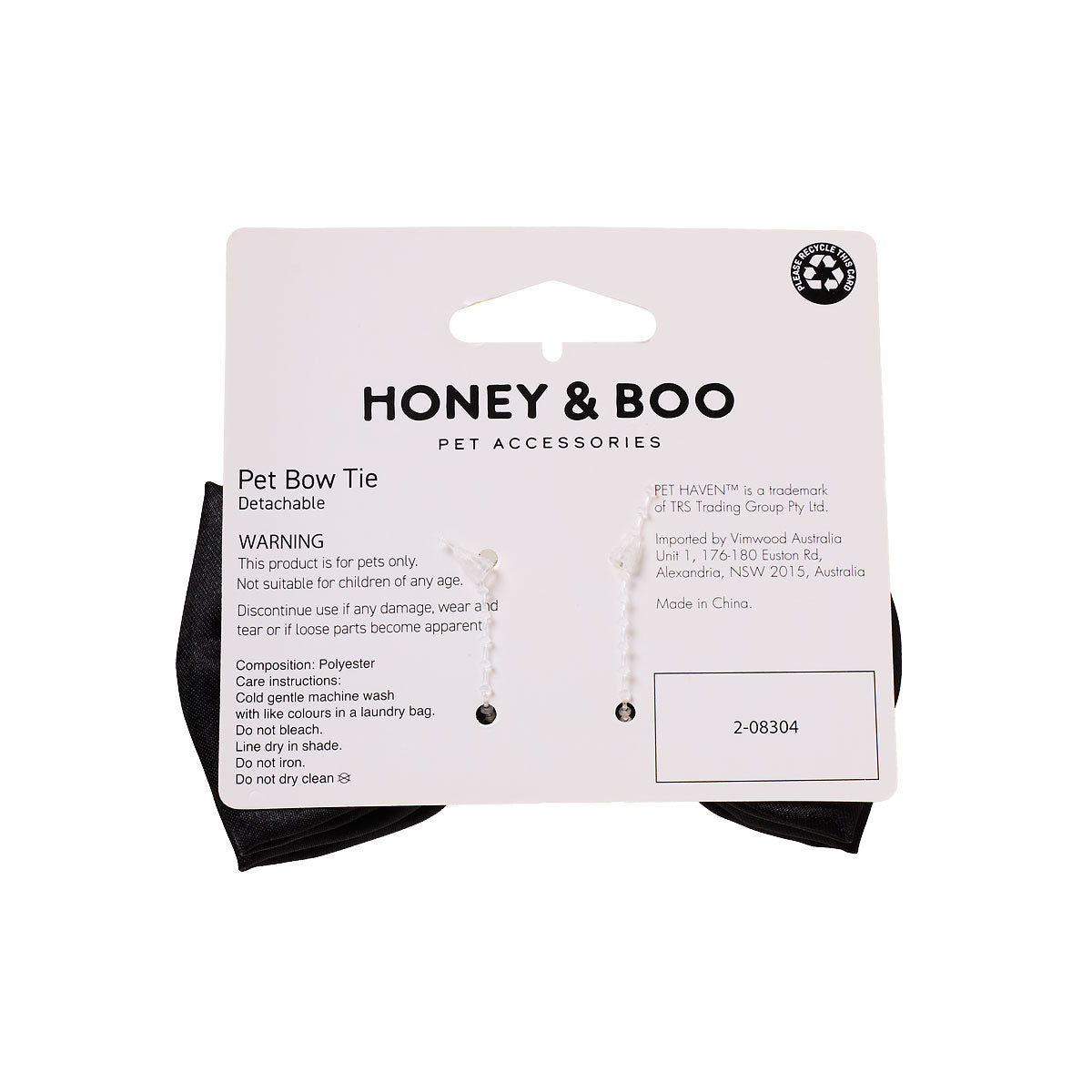 Honey & Boo Pet Bow Black Satin