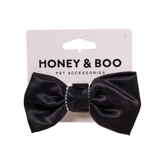Honey & Boo Pet Bow Black Satin