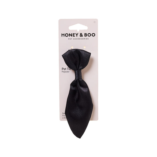 Honey & Boo Pet Tie Black Satin