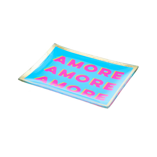 Square Glass Slogan Plate Assorted