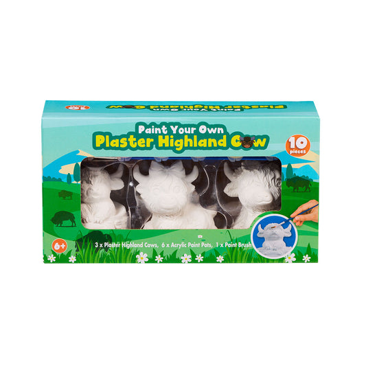 3pc Plaster Paint Set Highland Cow